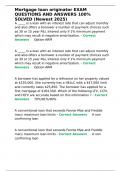 Mortgage loan originator EXAM QUESTIONS AND ANSWERS 100- SOLVED &lpar;Newest 2025