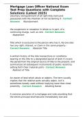 Mortgage Loan Officer National Exam Test Prep Questions with Complete Solutions &lpar;Latest 2025