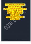 CLC EXAM TEST BANK 2025 CERTIFIED LACTATION CONSULTANT EXAM TEST BANK QUESTIONS AND CORRECT ANSWERS&lpar;VERIFIED  ANSWERS&rpar;
