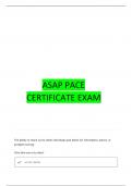 ASAP PACE  CERTIFICATE QUESTIONS WITH 100&percnt; CORRECT ANSWERS