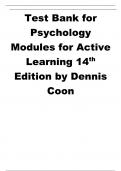 Test Bank for Psychology Modules for Active Learning 14th Edition by Dennis Coon