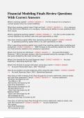 Financial Modeling Finals Review Questions With Correct Answers&period;