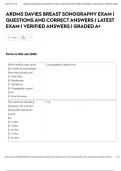 ARDMS DAVIES BREAST SONOGRAPHY EXAM &vert; QUESTIONS AND CORRECT ANSWERS &vert; LATEST EXAM &vert; VERIFIED ANSWERS &vert; GRADED A&plus;
