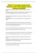 DHN 311 Final Exam Study Guide Questions with 100&percnt; Verified Correct Answers 2025&sol;2026