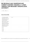 BIO 182 EXAM 2 ASU &vert; QUESTIONS AND CORRECT ANSWERS &vert; GRADED A&plus; &vert; LATEST VERSION &vert; JUST RELEASED &vert; ARIZONA STATE UNIVERSITY