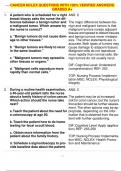 CANCER NCLEX QUESTIONS WITH 100&percnt; VERIFIED ANSWERS GRADED A&plus;