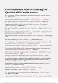 Florida Insurance Adjuster Licensing Test Questions With Correct answers