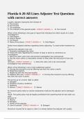 Florida 6-20 All Lines Adjuster Test Questions with correct answers