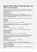 Florida Claims Adjuster Exam Questions with 100- correct answers