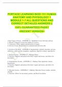PORTAGE LEARNING BIOD 151 HUMAN ANATOMY AND PHYSIOLOGY 1  MODULE 1-7 ALL QUESTIONS AND  CORRECT DETAILED ANSWERS &vert;&vert; 100&percnt; GUARANTEED PASS&excl;&excl;  <RECENT VERSION>