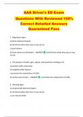 AAA Driver's ED Exam  Questions With Reviewed 100&percnt;  Correct Detailed Answers  Guaranteed Pass