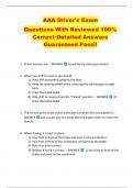 AAA Driver's Exam   Questions With Reviewed 100&percnt;  Correct Detailed Answers  Guaranteed Pass&excl;&excl; 
