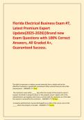 Florida Electrical Business Exam &num;7&comma; Latest Premium Expert Update&lpar;2025-2026&rpar;&vert;Brand new Exam Questions with 100&percnt; Correct Answers&comma; All Graded A&plus;&comma; Guaranteed Success&period;