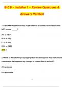 BICSI - Installer 1 &ndash; Exam Review 120 Questions &lpar;Latest 2025 &sol; 2026 Update&rpar; Questions and Verified Answers &vert; 100&percnt; Correct &vert; Grade A