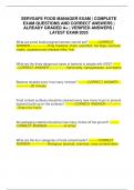 SERVSAFE FOOD MANAGER EXAM &vert; COMPLETE EXAM QUESTIONS AND CORRECT ANSWERS &vert; ALREADY GRADED A&plus; &vert; VERIFIED ANSWERS &vert; LATEST EXAM 2025