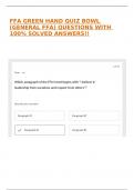 FFA GREEN HAND QUIZ BOWL &lpar;GENERAL FFA&rpar; QUESTIONS WITH 100&percnt; SOLVED ANSWERS&excl;&excl;
