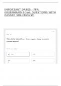 IMPORTANT DATES - FFA GREENHAND BOWL QUESTIONS WITH PASSED SOLUTIONS&excl;&excl;