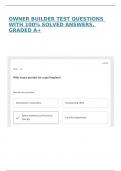 OWNER BUILDER TEST QUESTIONS WITH 100&percnt; SOLVED ANSWERS&comma; GRADED A&plus;