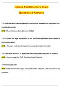 Indiana Pesticide Core Exam &lpar;Latest 2025 &sol; 2026 Update&rpar; Questions and Verified Answers &vert; 100&percnt; Correct &vert; Grade A