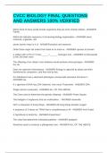CVCC BIOLOGY FINAL QUESTIONS AND ANSWERS 100&percnt; VERIFIED