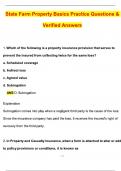 State Farm Property Basics Practice Exam &lpar;Latest 2025 &sol; 2026 Update&rpar; Questions and Verified Answers &vert; 100&percnt; Correct &vert; Grade A