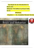 Test Bank for An Introduction to Brain and Behavior 7th Edition by Bryan Kolb&comma; Ian Q&period; Whishaw&comma; Chapters 1 - 16&comma; Complete Newest Version