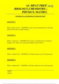  AC-HPAT PREP &lpar;BIOLOGY&comma;CHEMISTRY&comma; PHYSICS&comma; MATHS&rpar; QUESTIONS AND ANSWERS 2025