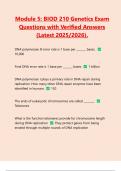Module 5&colon; BIOD 210 Genetics Exam Questions with Verified Answers &lpar;Latest 2025&sol;2026&rpar;&period;