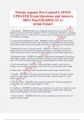 Florida Aquatic Pest Control LATEST  UPDATED Exam Questions and Answers 100&percnt; Pass&sol;GRADED AT A&plus; SURE PASS&excl;&excl; 