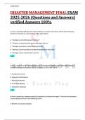 DISASTER MANAGEMENT FINAL EXAM 2025-2026 &lpar;Questions and Answers&rpar;  verified Answers 100&percnt;