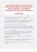 TEXAS PRINCIPLES 1 EXAM LATEST UPDATED 2025 PRACTICE QUESTIONS WITH ANSWERS - CHAMPIONS SCHOOL OF REAL ESTATE&sol;GRADED AT A&plus; SURE PASS&excl;&excl;