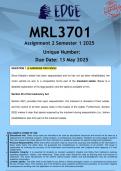 MRL3701 Assignment 2 &lpar;ANSWERS&rpar; Semester 1 2025 - DISTINCTION GUARANTEED