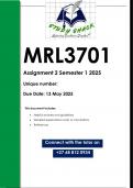 MRL3701 Assignment 2 &lpar;QUALITY ANSWERS&rpar; Semester 1 2025