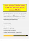 TExES Science of Teaching Reading &lpar;STR&rpar; &lpar;293&rpar; Quiz 5 Questions and Answers 100&percnt; Pass