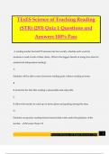 TExES Science of Teaching Reading &lpar;STR&rpar; &lpar;293&rpar; Quiz 1 Questions and Answers 100&percnt; Pass