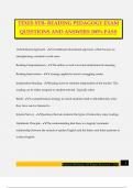 TEXES STR- READING PEDAGOGY EXAM QUESTIONS AND ANSWERS 100&percnt; PASS