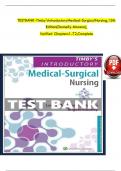Timby's Introductory Medical-Surgical Nursing 13th Edition Moreno Test Bank Questions And Correct Answers 2025 All Chapters Available