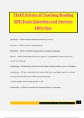 TExES Science of Teaching Reading &lpar;293&rpar; Exam Questions and Answers 100&percnt; Pass