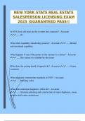 NEW YORK STATE REAL ESTATE SALESPERSON LICENSING EXAM 2025 &vert;GUARANTEED PASS&excl;&excl;