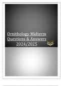 Ornithology Midterm Questions & Answers  2024&sol;2025