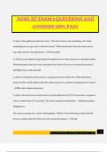 NURS 327 EXAM 4 QUESTIONS AND ANSWERS 100&percnt; PASS