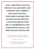 TOSCA TRICENTIS AS1 EXAM WITH ACTUAL QUESTIONS AND COMPLETE 100&percnt; CORRECT DETAILED AND WELL EXPLAINED ANSWERS WITH RATIONALES NEW REVIEW LATEST 2025 UPDATE WITH 100&percnt; GUARANTEED SUCCESS AFTER DOWNLOAD&lpar;ALL YOU NEED TO PASS YOUR EXAMS&rpar;