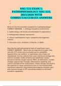 NSG 533 EXAM 1&colon; PATHOPHYSIOLOGY NSG 533&comma; 2025&sol;2026 WITH CORRECT&sol;ACCURATE ANSWERS