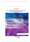Test Bank Lewis Medical-Surgical Nursing&colon; Assessment and Management of Clinical Problems 12th Edition By Harding & Kwong