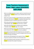 Texas Teachers Assessment 3 Exam &vert; Q&A Latest 2024&sol;2025 &vert; 100&percnt; PASS