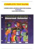  COMPLETE TEST BANK&colon;       UNDERSTANDING ABNORMAL BEHAVIOR 11th Edition by David Sue Latest Update GRADED A&plus;&period;