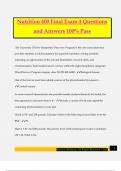 Nutrition 400 Final Exam 4 Questions and Answers 100&percnt; Pass