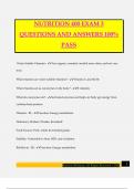 NUTRITION 400 EXAM 3 QUESTIONS AND ANSWERS 100&percnt; PASS