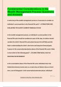 Fundamental Considerations in the  Wealth Management Process Questions  and Answers