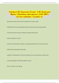 Arizona Life Insurance Exam - Life Insurance Basics &vert; Questions and answers with 100&percnt; correct solutions &vert; Graded A&plus;